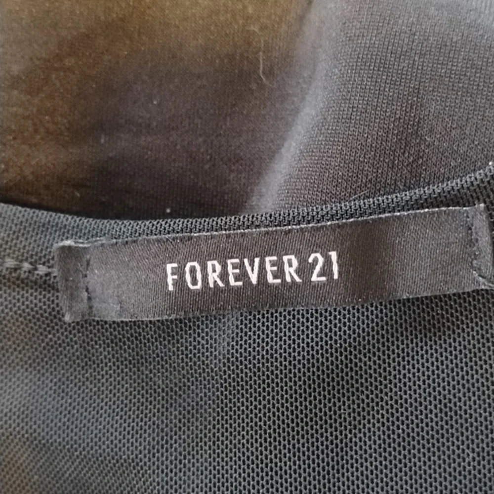 Forever 21 Woman's Black Plunging V Neck Sheer Mesh Bodysuit High Waist, Size: S